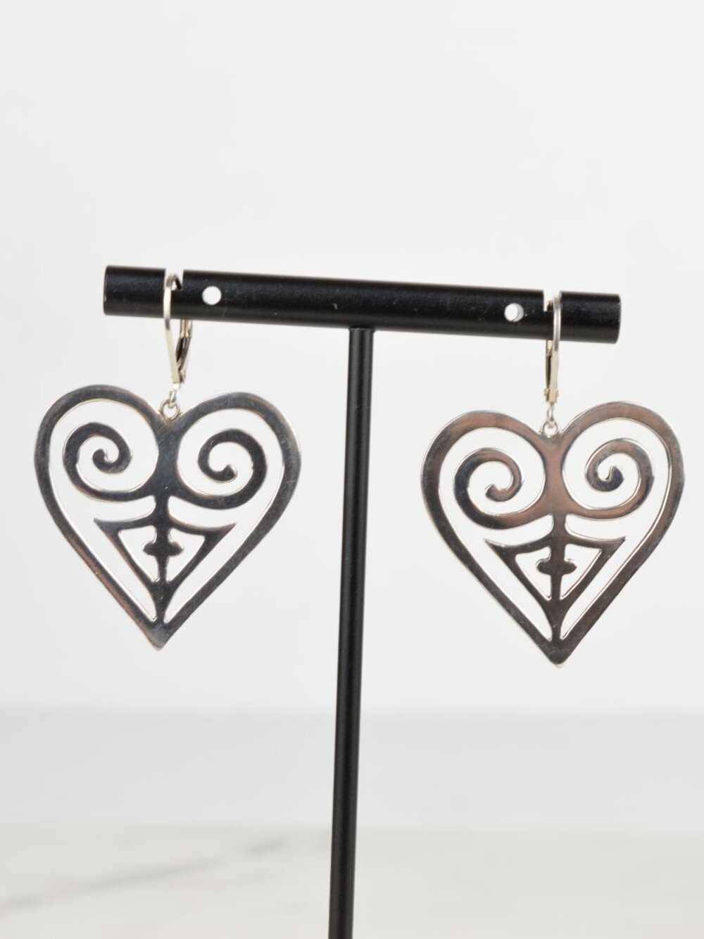 Reprosa Panama 925 Sterling Silver Terracotta Heart Openwork Dangle Earrings